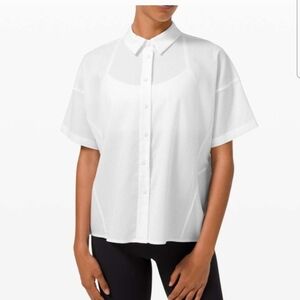 Lululemon White Sheer Button-Down Top – Size 4